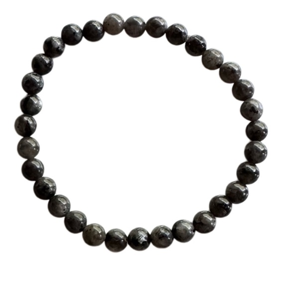 Hand Crafted Jewelry - Laborite bracelet 6mm bead stretch handmade 7 inch